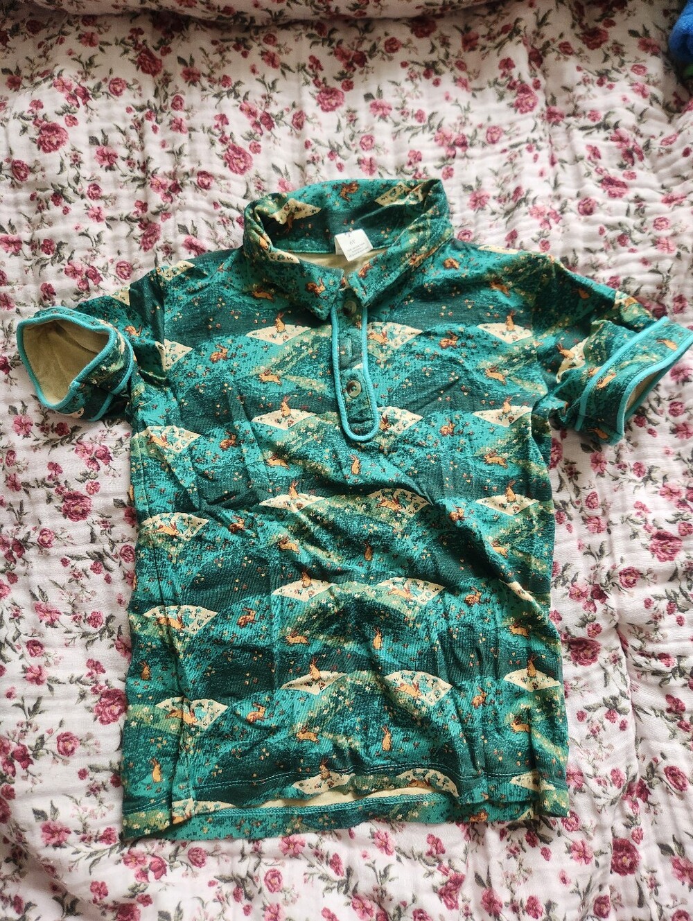 Kate Quinn Teal Piped Polo Shirt Size 6